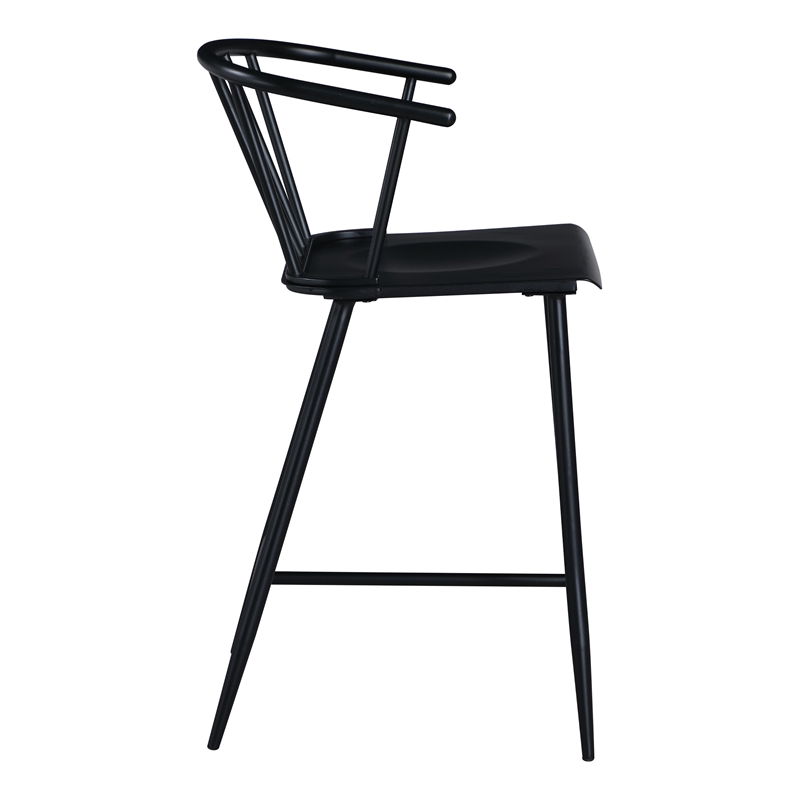 Scranton & Co All Metal Counter Stool in Black with Spindle Back Detail