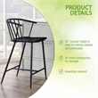 Scranton & Co All Metal Counter Stool in Black with Spindle Back Detail