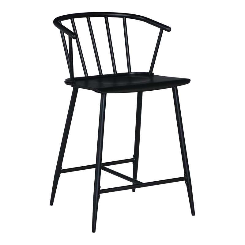 Scranton & Co All Metal Counter Stool in Black with Spindle Back Detail