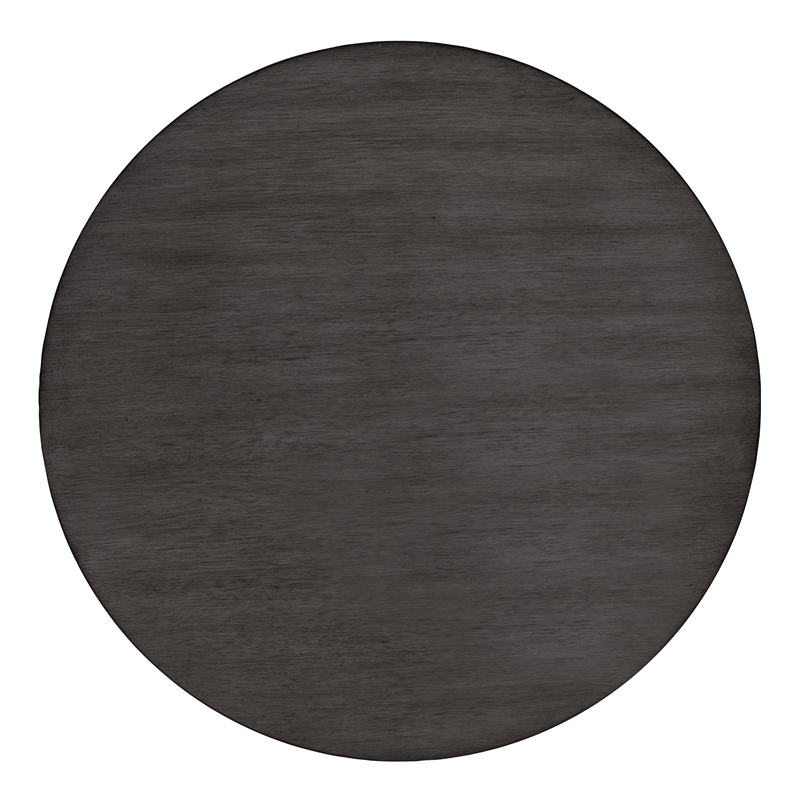 Scranton & Co 3-Shelf Round End Table in Slate Gray Solid Wood Finish