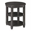 Scranton & Co 3-Shelf Round End Table in Slate Gray Solid Wood Finish