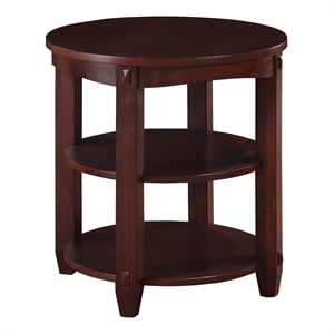 Scranton & Co 3-Shelf Round End Table in Espresso Solid Wood Finish