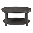 Scranton & Co Round Coffee Table with Lower Shelf in Slate Gray Solid Wood