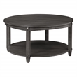 Scranton & Co Round Coffee Table with Lower Shelf in Slate Gray Solid Wood
