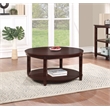 Scranton & Co Round Coffee Table with Lower Shelf in Espresso Solid Wood