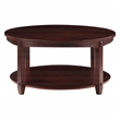 Scranton & Co Round Coffee Table with Lower Shelf in Espresso Solid Wood