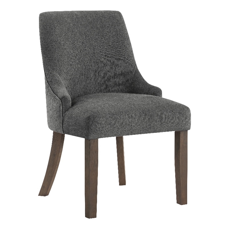 Scranton & Co Charcoal Fabric Dining Chair Set of 2 Grey Brushed Wood Legs