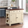 Scranton & Co Kitchen Island in White Farmhouse Style Engineered Wood