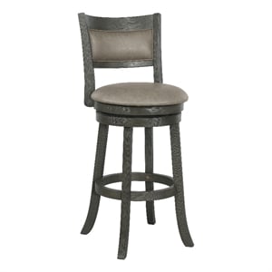 Scranton & Co 30&quot Swivel Stool in Dove White Faux Leather Antique Gray Wood