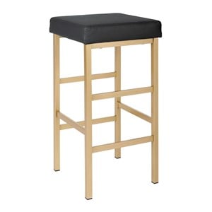 Scranton & Co Contemporary 30&quot Gold Backless Bar Stool in Black Vinyl