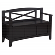 Scranton & Co Mission Style Entry Way Bench in Black Finish Solid Wood & Veneer