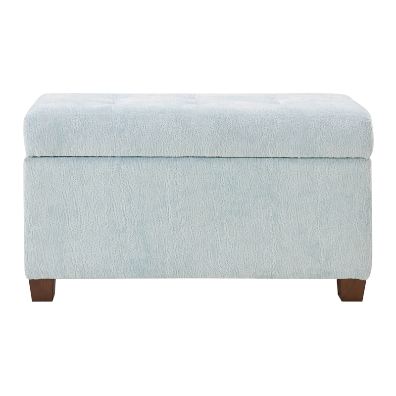 Scranton & Co Contemporary Storage Rectangle Ottoman in Sky Blue Fabric