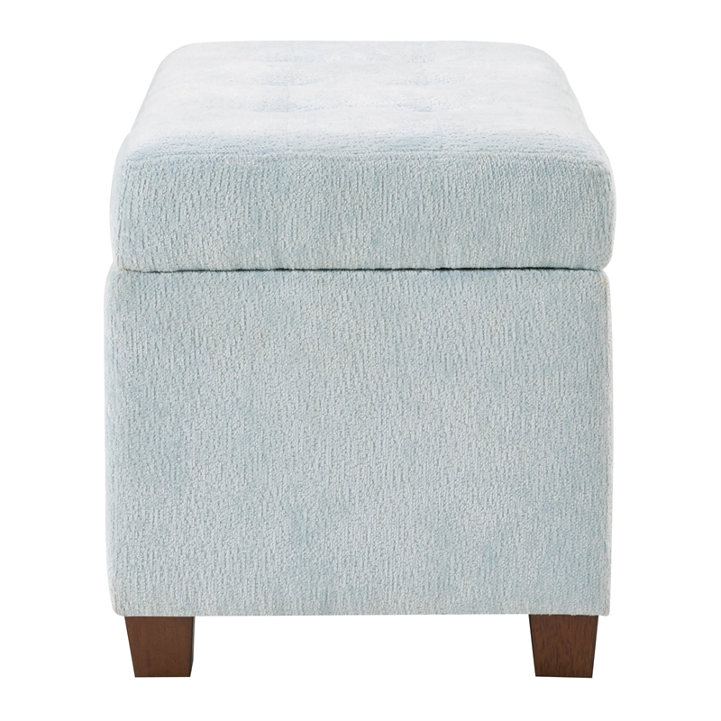 Scranton & Co Contemporary Storage Rectangle Ottoman in Sky Blue Fabric