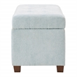 Scranton & Co Contemporary Storage Rectangle Ottoman in Sky Blue Fabric