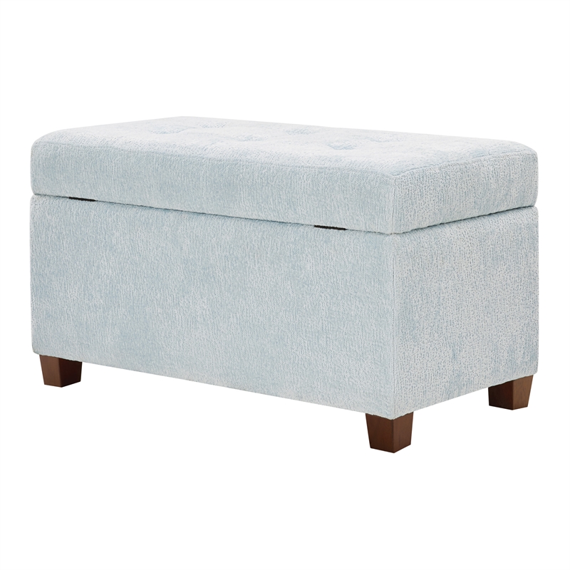 Scranton & Co Contemporary Storage Rectangle Ottoman in Sky Blue Fabric