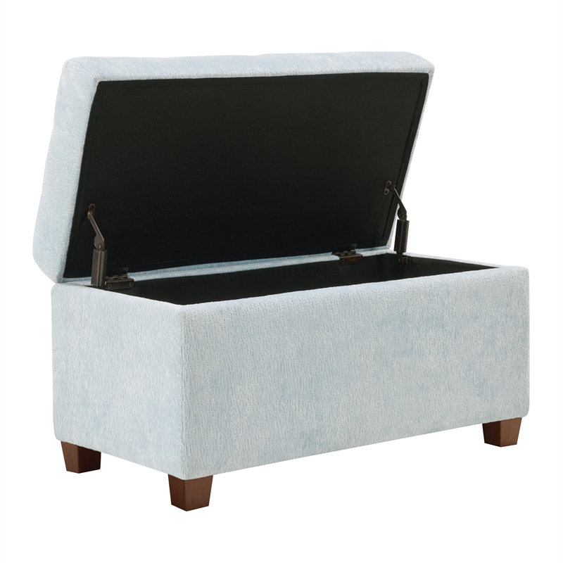 Scranton & Co Contemporary Storage Rectangle Ottoman in Sky Blue Fabric