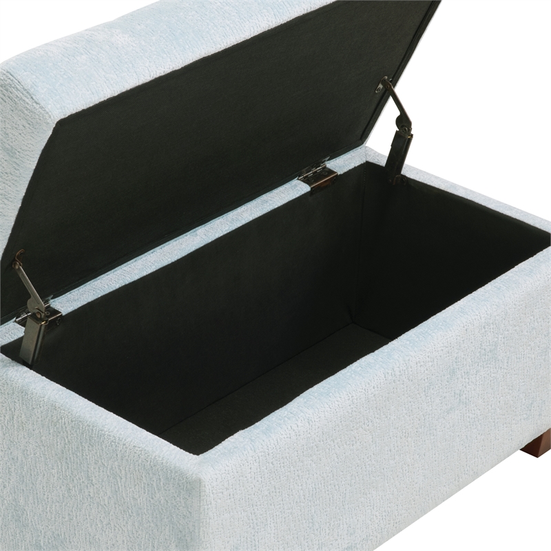 Scranton & Co Contemporary Storage Rectangle Ottoman in Sky Blue Fabric