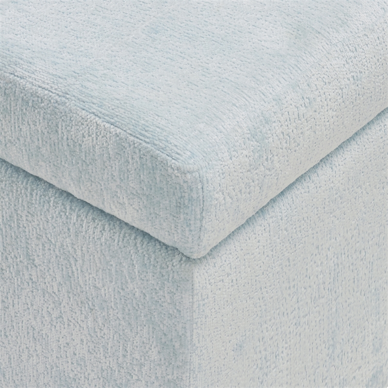 Scranton & Co Contemporary Storage Rectangle Ottoman in Sky Blue Fabric