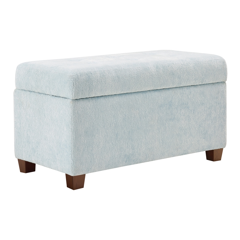 Scranton & Co Contemporary Storage Rectangle Ottoman in Sky Blue Fabric