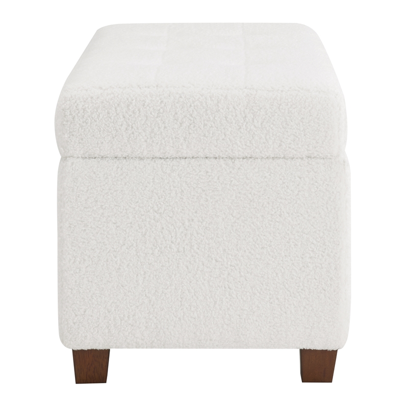 Scranton & Co Storage Rectangle Ottoman in Ivory Sherpa Fabric