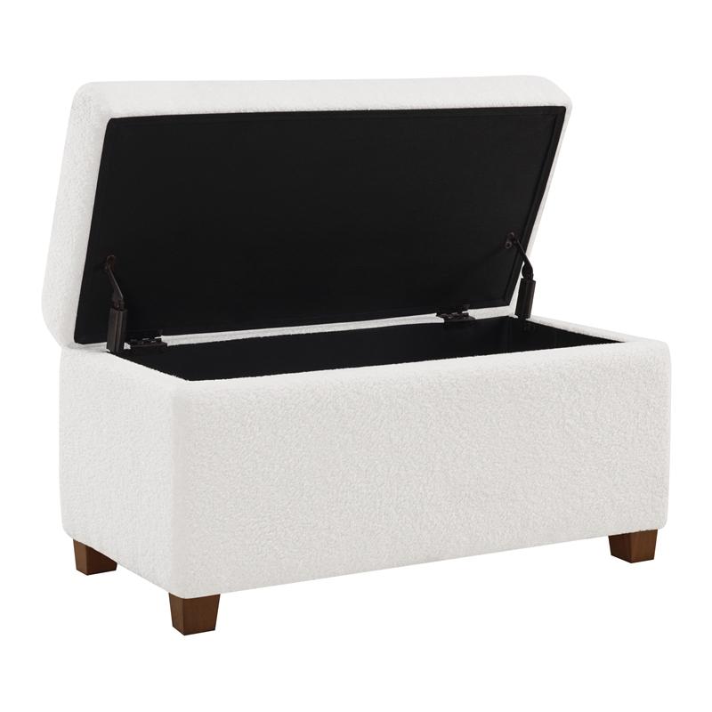 Scranton & Co Storage Rectangle Ottoman in Ivory Sherpa Fabric