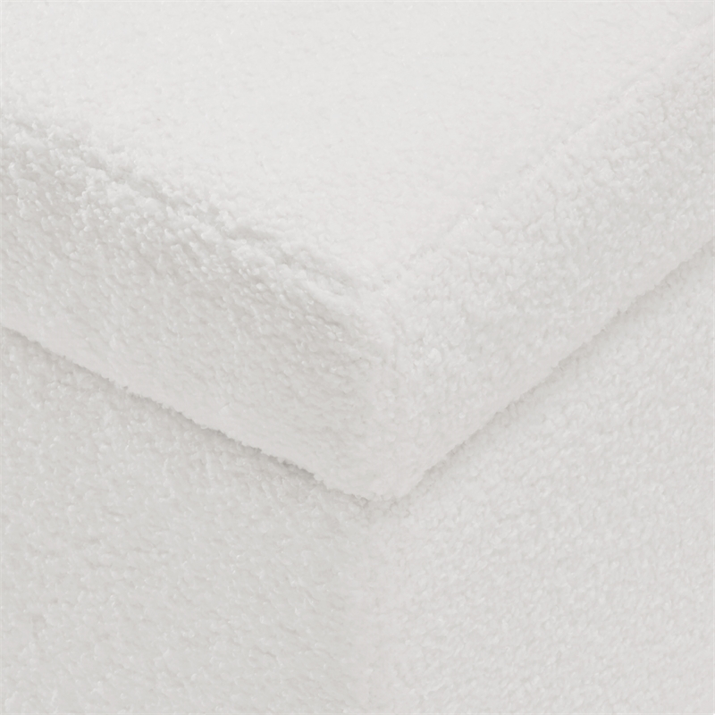 Scranton & Co Storage Rectangle Ottoman in Ivory Sherpa Fabric
