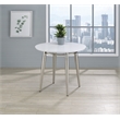 Scranton & Co Round End Table with White Painted Top Brushed Nickel Base
