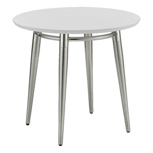 Scranton & Co Round End Table with White Painted Top Brushed Nickel Base