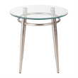 Scranton & Co Round Glass and Metal End Table in Brushed Nickel
