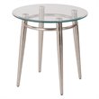 Scranton & Co Round Glass and Metal End Table in Brushed Nickel