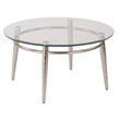 Scranton & Co Round Glass Coffee Table in Brushed Nickel Metal Finish