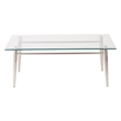 Scranton & Co Rectangle Glass Top Coffee Table in Brushed Nickel Finish