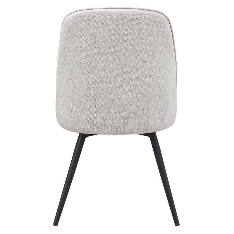 Scranton & Co Swivel Accent Chair in Cream Herringbone Fabric Black Legs