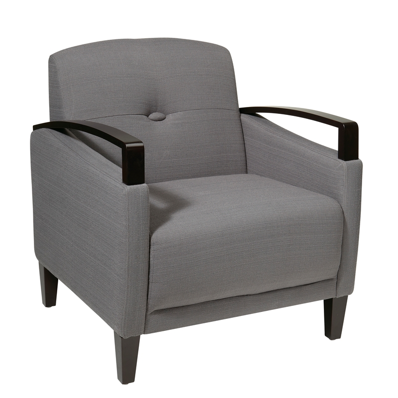 Scranton & Co Woven Charcoal Gray Accent Chair with Espresso Finish Arms