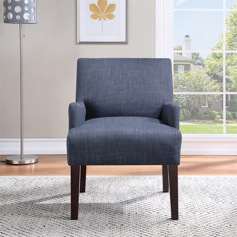 Scranton & Co Traditional Armchair in Navy Fabric with Tapered Wood Legs