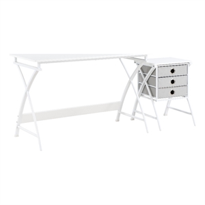 Scranton & Co 48&quot Utility Desk with Storage Stand in White Metal Frame