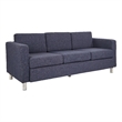 Scranton & Co Contemporary Navy Fabric Sofa with Chrome Barrel Legs