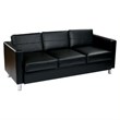 Scranton & Co Easy-Care Black Faux Leather Sofa with Box Spring Seats