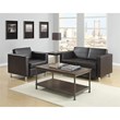Scranton & Co Easy-Care Black Faux Leather Sofa with Box Spring Seats