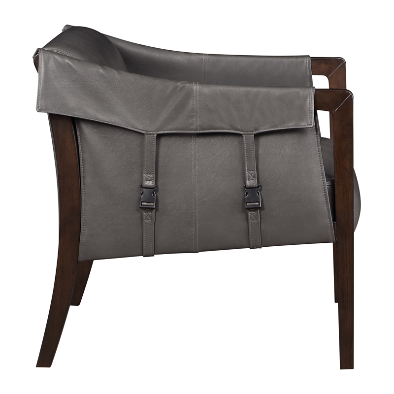 Scranton & Co Mid-Century Sling Accent Chair in Pewter Gray Faux Leather