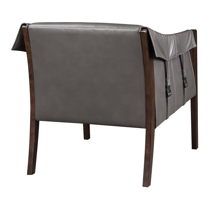Scranton & Co Mid-Century Sling Accent Chair in Pewter Gray Faux Leather
