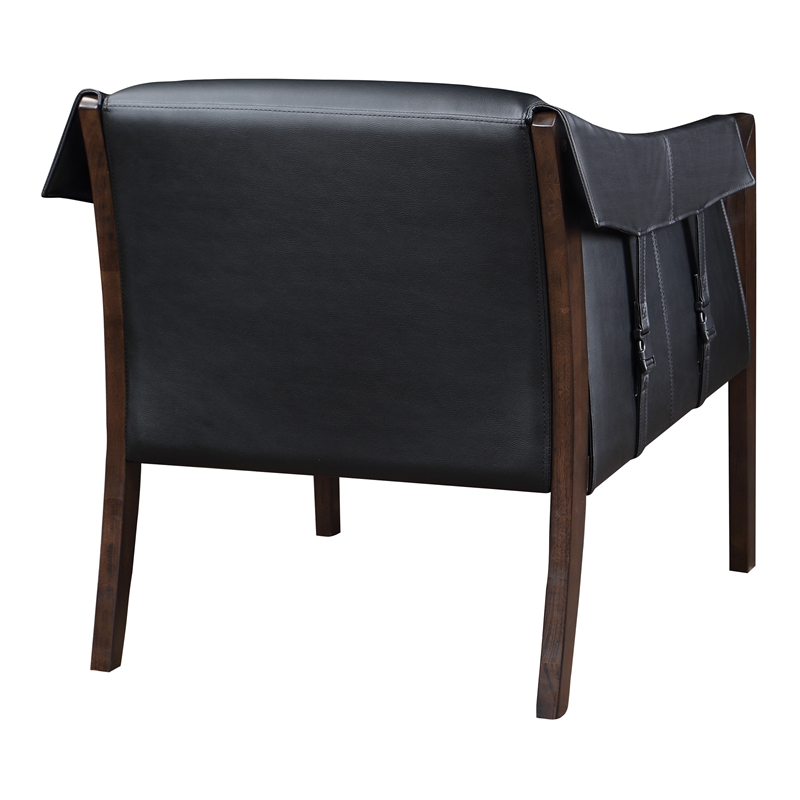 Scranton & Co Mid-Century Sling Accent Chair in Black Faux Leather