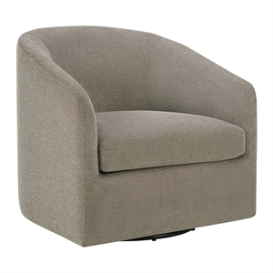 Scranton & Co Barrel Swivel Tub Chair in Taupe Fabric Fully Assembled
