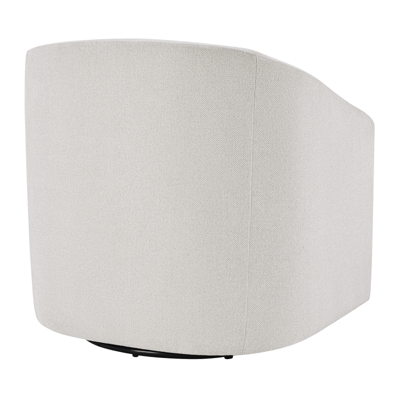Scranton & Co Barrel Swivel Accent Chair in Cream Fabric Fully Assembled
