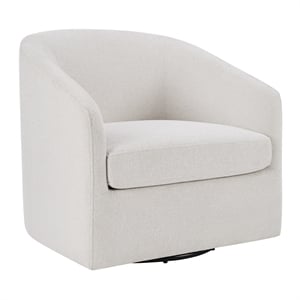 Scranton & Co Barrel Swivel Accent Chair in Cream Fabric Fully Assembled