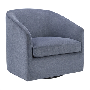 Scranton & Co Barrel Swivel Accent Chair in Blue Fabric Fully Assembled