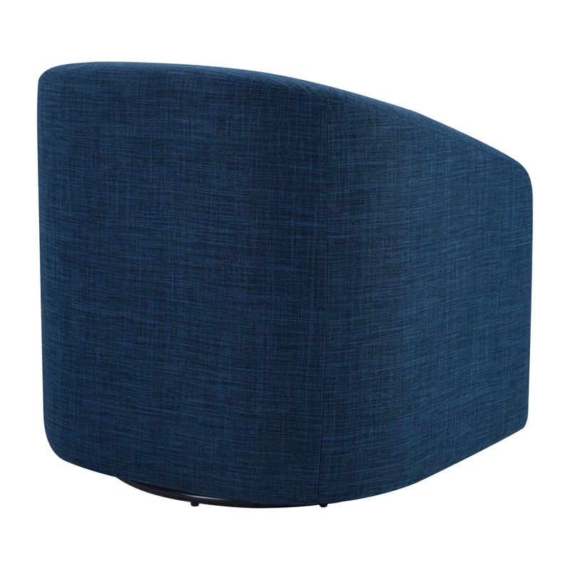 Scranton & Co Barrel Swivel Accent Chair in Navy Blue Fabric Assembled
