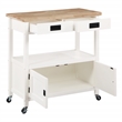 Scranton & Co Farmhouse Kitchen Cart with Wood Top and White Base