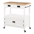 Scranton & Co Farmhouse Kitchen Cart with Wood Top and White Base