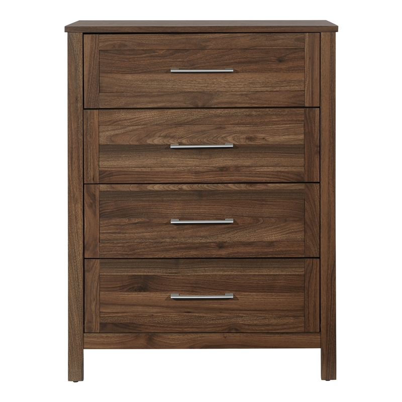 Scranton & Co Contemporary 4-Drawer Chest in Classic Walnut Wood Finish